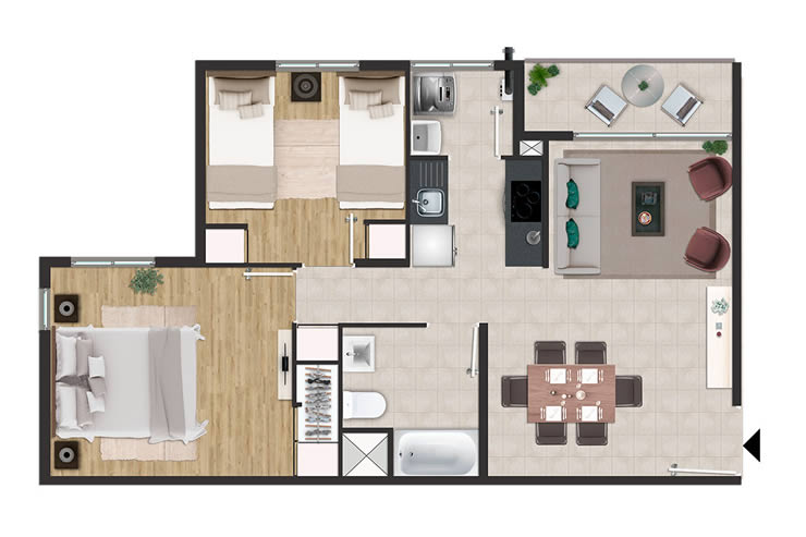 Modelo C del proyecto Condominio Vista Cordillera - Inmobiliaria Aconcagua