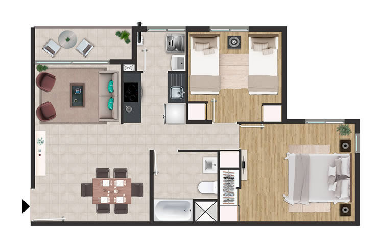 Modelo C2 del proyecto Condominio Vista Cordillera - Inmobiliaria Aconcagua