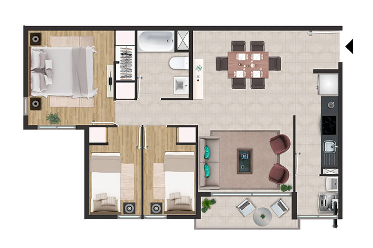 Modelo D del proyecto Condominio Vista Cordillera - Inmobiliaria Aconcagua