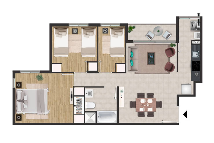 Modelo E del proyecto Condominio Vista Cordillera - Inmobiliaria Aconcagua