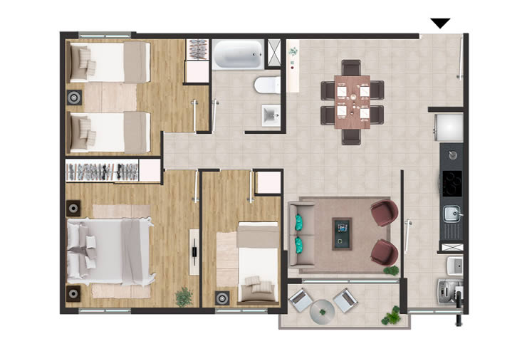 Modelo H del proyecto Condominio Vista Cordillera - Inmobiliaria Aconcagua