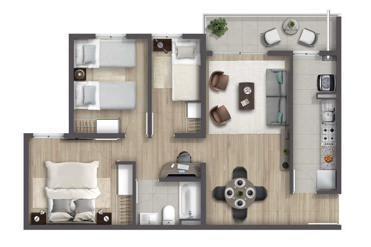 Modelo B5 del proyecto Parque Jaime Repullo - Inmobiliaria Aconcagua