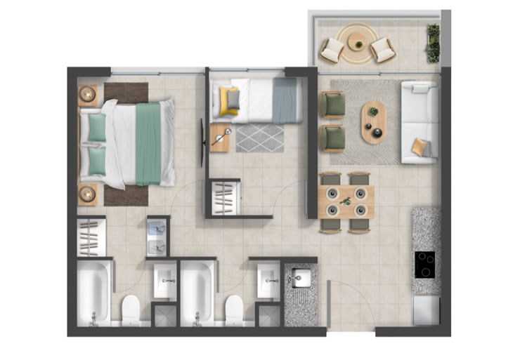 Modelo C1 del proyecto Barón de Juras - Inmobiliaria Aconcagua