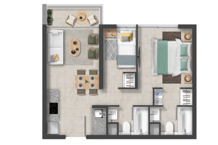 Modelo C2 del proyecto Barón de Juras - Inmobiliaria Aconcagua