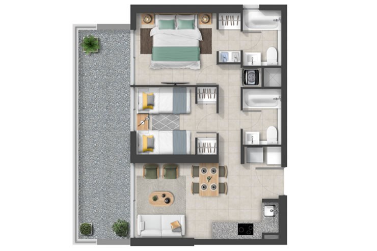 Modelo D3 del proyecto Barón de Juras - Inmobiliaria Aconcagua