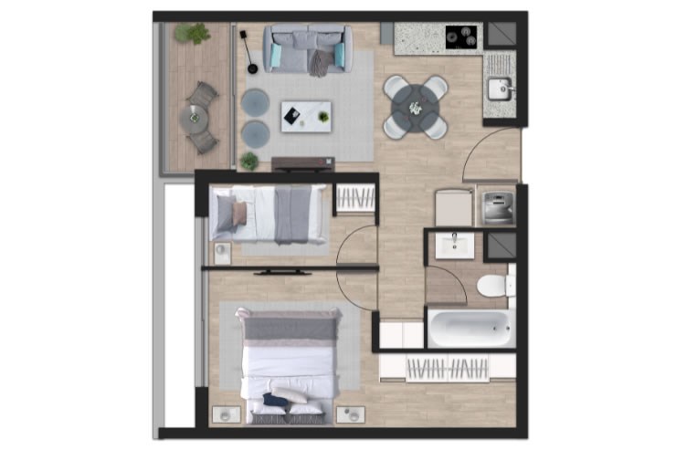 Modelo B1 del proyecto Condominio Vitalis II - Inmobiliaria Aconcagua