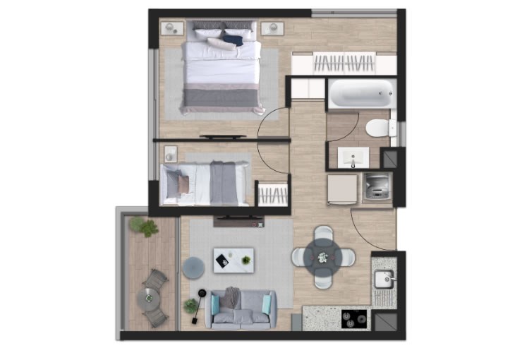 Modelo B2 del proyecto Condominio Vitalis II - Inmobiliaria Aconcagua