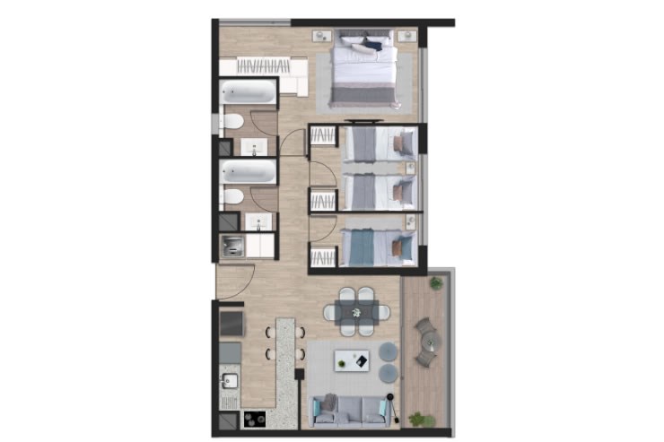 Modelo D1 del proyecto Condominio Vitalis II - Inmobiliaria Aconcagua