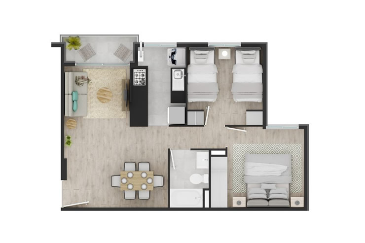 Modelo A1 del proyecto Cipreses de Torreones - Inmobiliaria Aconcagua