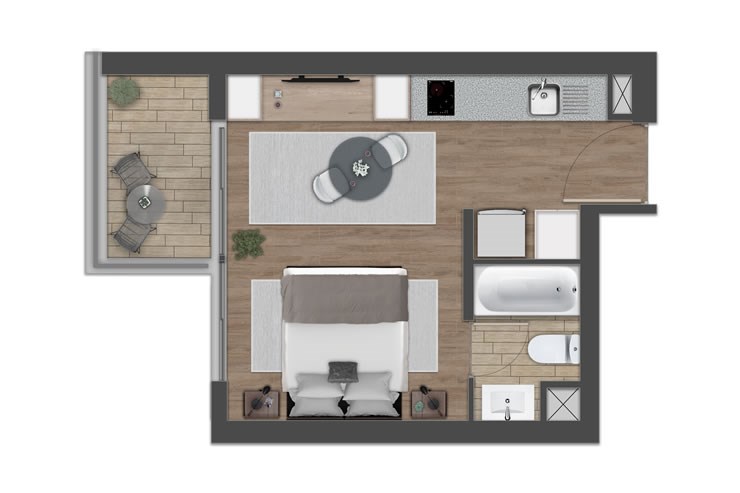 Modelo 1C del proyecto Edificios Nueva Uno - Inmobiliaria Aconcagua