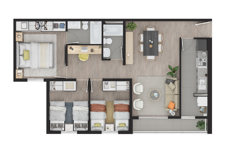 Modelo X6 del proyecto Parque Quilicura - Inmobiliaria Aconcagua