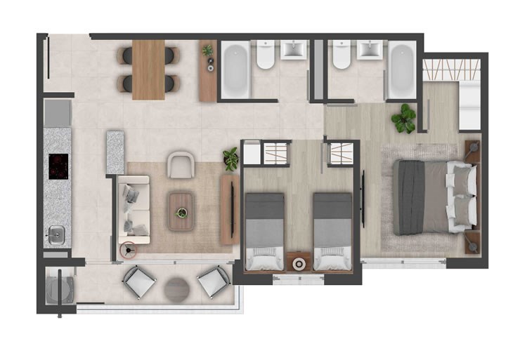 Modelo D-1 del proyecto Santa Margarita del Mar (E. Futura) - Inmobiliaria Aconcagua