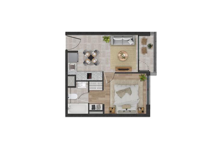 Modelo B1 del proyecto Edificio Nexo - Inmobiliaria Aconcagua