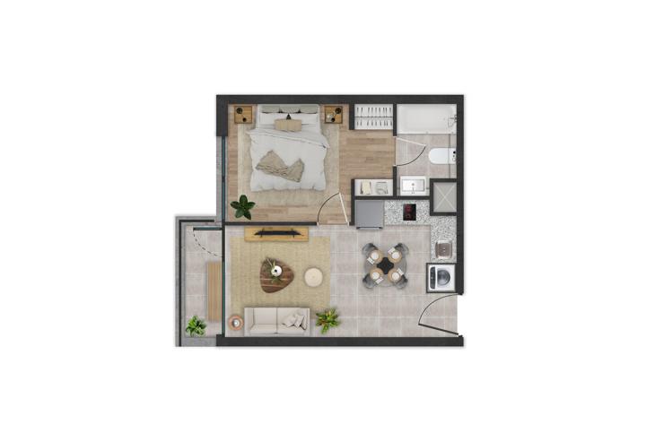 Modelo B4A del proyecto Edificio Nexo - Inmobiliaria Aconcagua