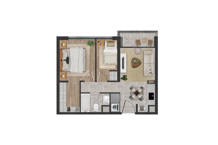 Modelo C1 del proyecto Edificio Nexo - Inmobiliaria Aconcagua
