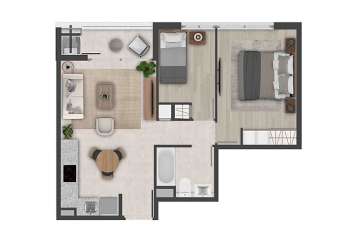 Modelo A2-1 del proyecto Santa Margarita del Mar Entrega Futura - Inmobiliaria Aconcagua