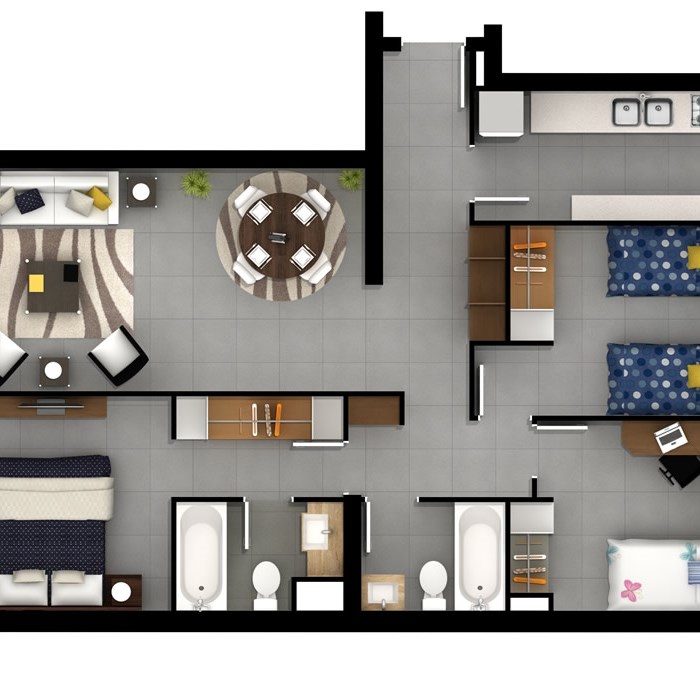 Modelo 3B del proyecto Brisas de Costa Laguna Departamentos